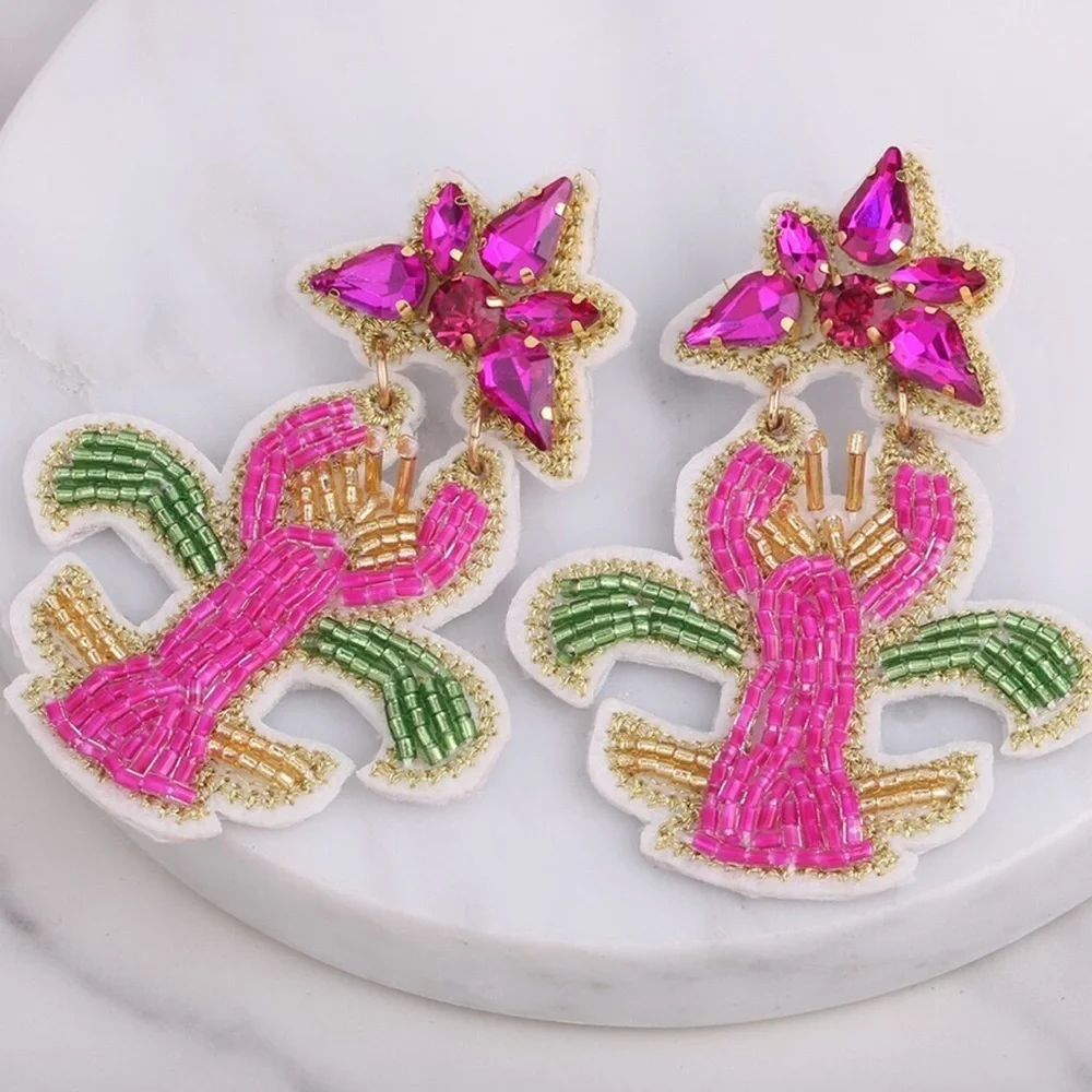 Festive Flair: Beaded Mardi Gras Earrings in Vibrant Purple, Green & Gold!
